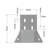 33-45903S-1 MODULAR SOLUTIONS FOOT 45MM X 90MM (3) SIDED FOOT W/11MM FLOOR ANCHOR HOLES
